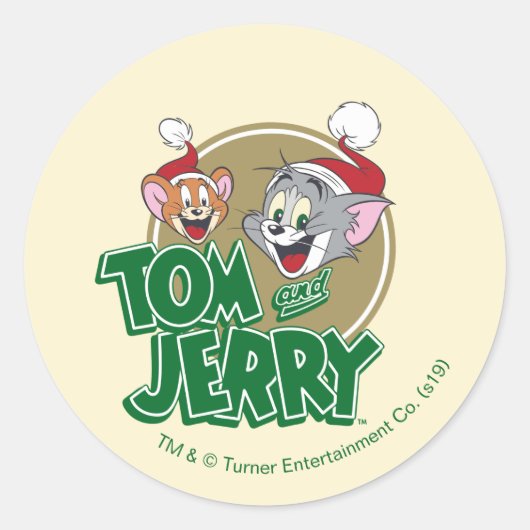 Tom en Jerry Holiday Logo Ronde Sticker (Voorkant)