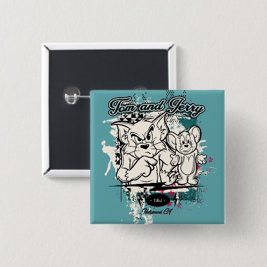 Tom en Jerry Hollywood CA Vierkante Button 5,1 Cm (Voorkant /achterkant)