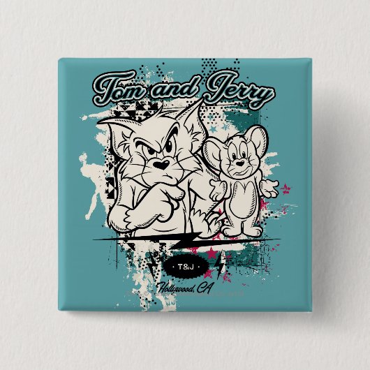 Tom en Jerry Hollywood CA Vierkante Button 5,1 Cm (Voorkant)