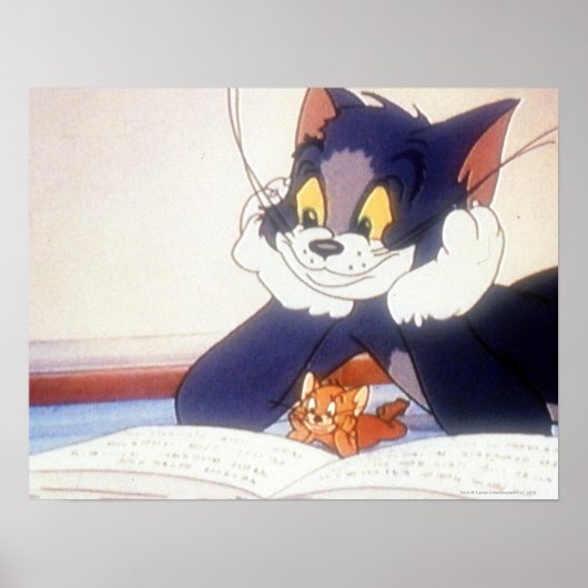 Tom en Jerry lezen een boek Poster (Voorkant)
