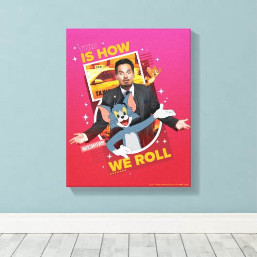 Tom en Jerry met Terrance - zo rollen we Canvas Afdruk (Insitu (Houten vloer))