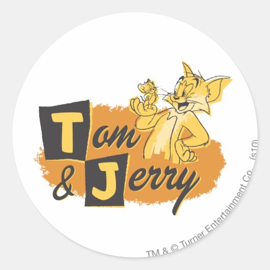 Tom en Jerry Mouse in Paw Logo Ronde Sticker (Voorkant)