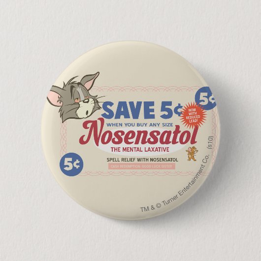 Tom en Jerry Nosensatol Coupon Ronde Button 5,7 Cm (Voorkant)