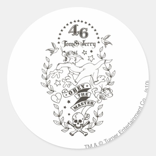 Tom en Jerry Obey De Master 1 Ronde Sticker (Voorkant)