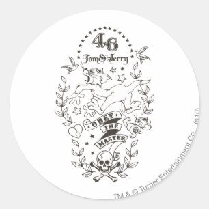 Tom en Jerry Obey De Master 1 Ronde Sticker