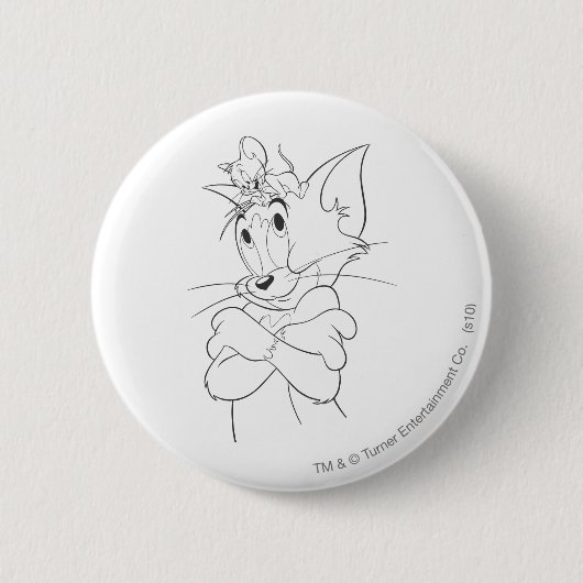 Tom en Jerry On Head Ronde Button 5,7 Cm (Voorkant)