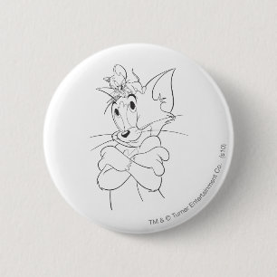 Tom en Jerry On Head Ronde Button 5,7 Cm