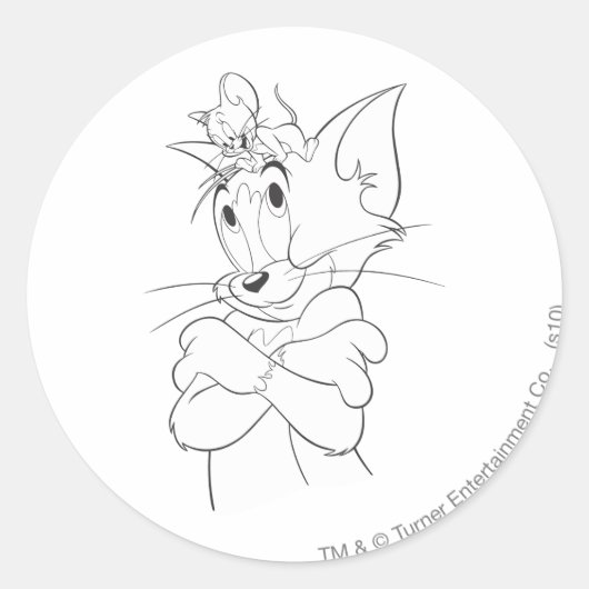 Tom en Jerry On Head Ronde Sticker (Voorkant)