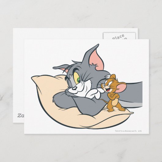 Tom en Jerry On Pillow Briefkaart (Voorkant / Achterkant)