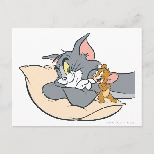 Tom en Jerry On Pillow Briefkaart (Voorkant)