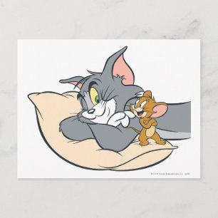 Tom en Jerry On Pillow Briefkaart