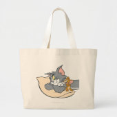 Tom en Jerry On Pillow Grote Tote Bag (Voorkant)