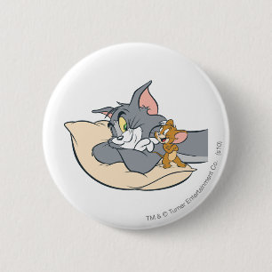 Tom en Jerry On Pillow Ronde Button 5,7 Cm