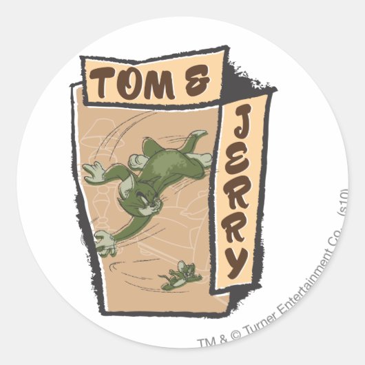 Tom en Jerry op een Tan Couch Ronde Sticker (Voorkant)