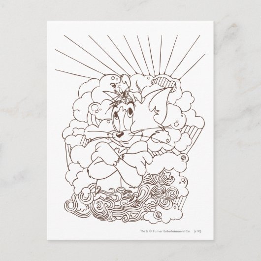 Tom en Jerry Outline Briefkaart (Voorkant)