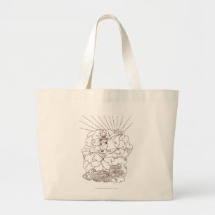 Tom en Jerry Outline Grote Tote Bag