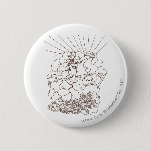 Tom en Jerry Outline Ronde Button 5,7 Cm (Voorkant)