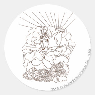 Tom en Jerry Outline Ronde Sticker