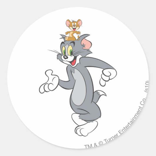 Tom en Jerry Pair Ronde Sticker (Voorkant)