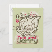 Tom en Jerry Pink en Green Briefkaart (Voorkant / Achterkant)