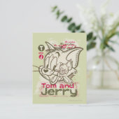 Tom en Jerry Pink en Green Briefkaart (Staand voorkant)