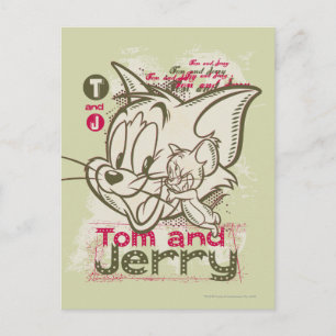 Tom en Jerry Pink en Green Briefkaart