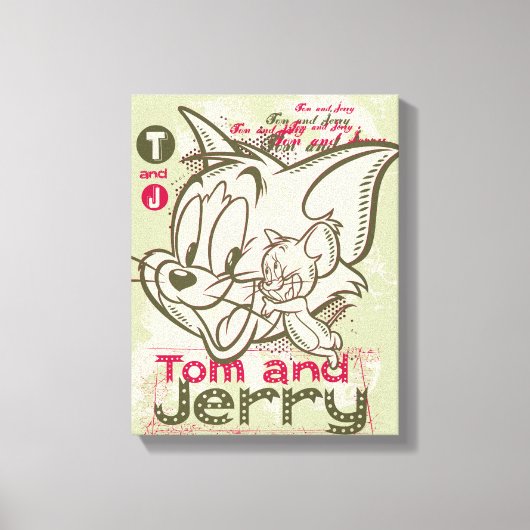 Tom en Jerry Pink en Green Canvas Afdruk (Voorkant)