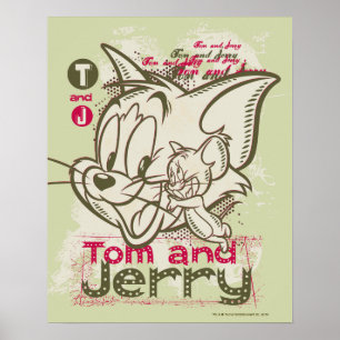 Tom en Jerry Pink en Green Poster