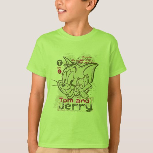 Tom en Jerry Pink en Green T-shirt (Voorkant)