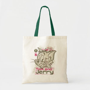 Tom en Jerry Pink en Green Tote Bag