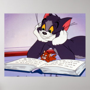 Tom en Jerry Reading Book Automatisch graded Poster