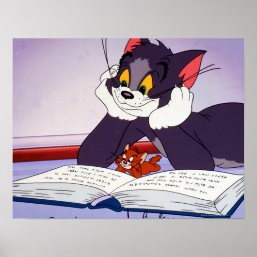 Tom en Jerry Reading Book Automatisch graded Poster (Voorkant)
