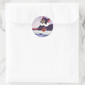 Tom en Jerry Reading Book Automatisch graded Ronde Sticker (Tas)