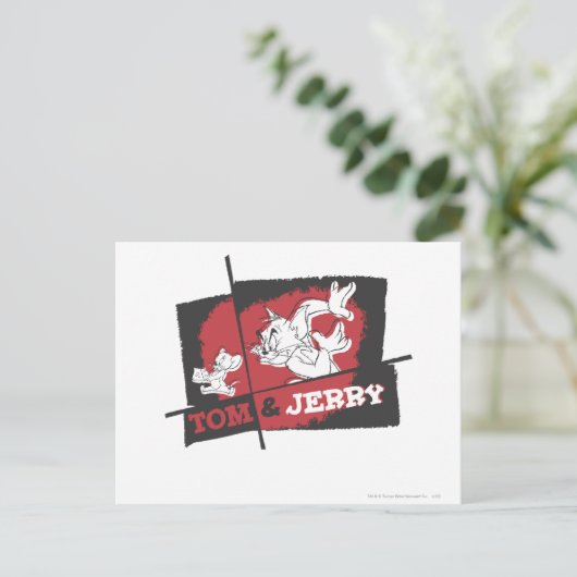 Tom en Jerry Red en Black Briefkaart (Staand voorkant)