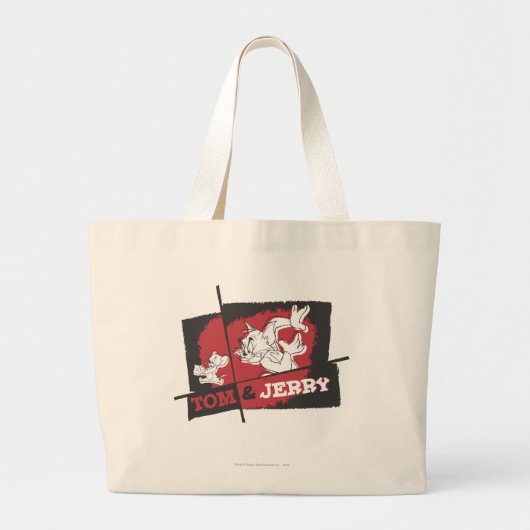 Tom en Jerry Red en Black Grote Tote Bag (Voorkant)