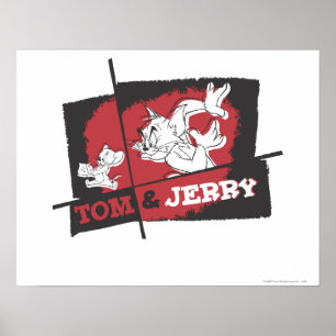 Tom en Jerry Red en Black Poster