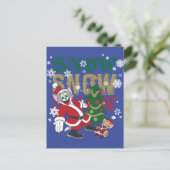 Tom en Jerry Santas bij de boom Feestdagenkaart (Staand voorkant)