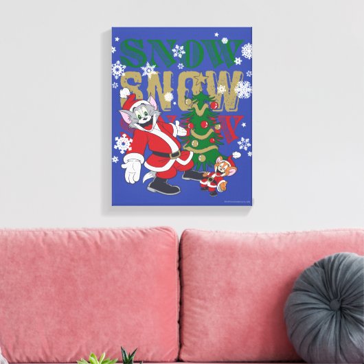 Tom en Jerry Santas door de boom Canvas Afdruk (Insitu (Woonkamer))