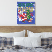 Tom en Jerry Santas door de boom Canvas Afdruk (Insitu (Slaapkamer))