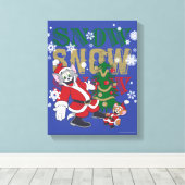Tom en Jerry Santas door de boom Canvas Afdruk (Insitu (Houten vloer))