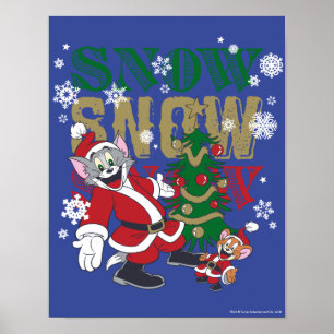 Tom en Jerry Santas door de boom Poster