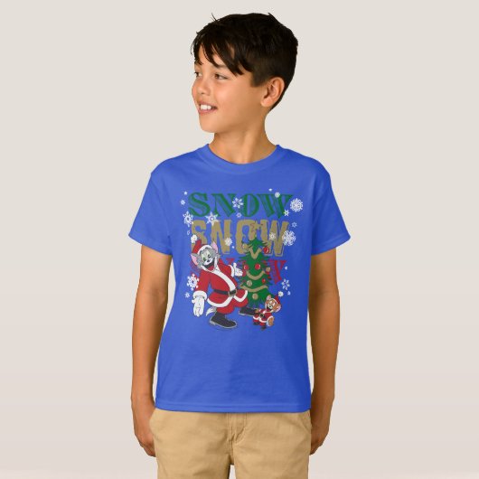 Tom en Jerry Santas door de boom T-shirt (Voorkant volledig)