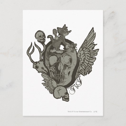Tom en Jerry Skull Briefkaart (Voorkant)