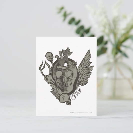 Tom en Jerry Skull Briefkaart (Staand voorkant)