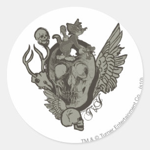 Tom en Jerry Skull Ronde Sticker