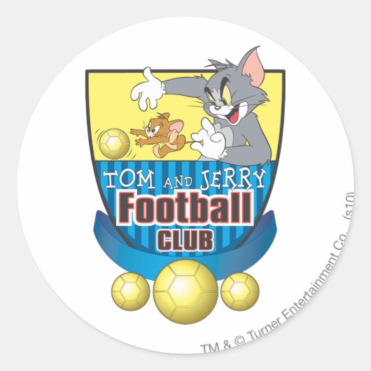 Tom en Jerry Soccer (Football) 5 Ronde Sticker (Voorkant)