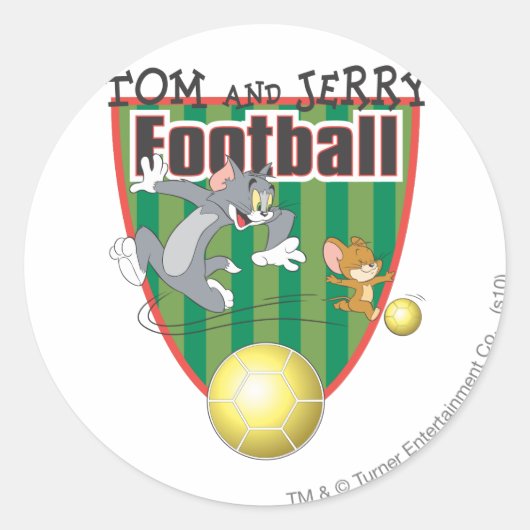Tom en Jerry Soccer (Football) 6 Ronde Sticker (Voorkant)