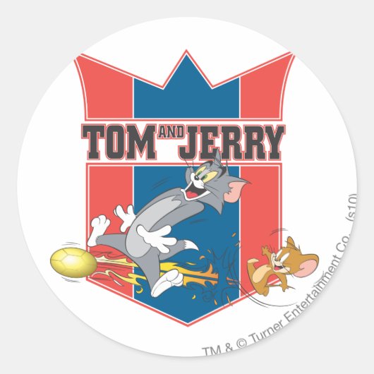 Tom en Jerry Soccer (Football) 7 Ronde Sticker (Voorkant)