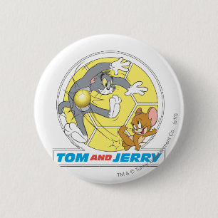 Tom en Jerry Soccer (Football) 8 Ronde Button 5,7 Cm