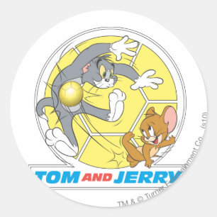 Tom en Jerry Soccer (Football) 8 Ronde Sticker